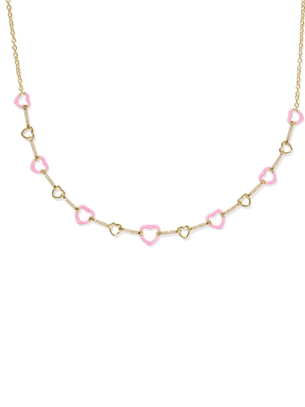 Kendra Scott Gold Necklace with Pink Heart Accents